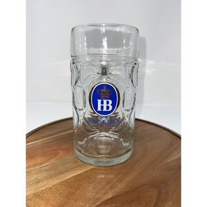 HB Munchen Glass Beer Mug Stein Collectible Oktoberfest German